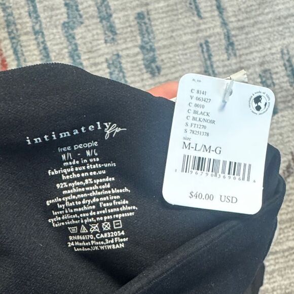 Free People Tati Black Seamless Tube Strapless Bodysuit M/L - Picture 4 of 13